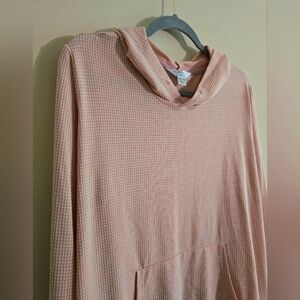 PLUS SIZE Pastel Pink Checkered Hooded Sweatshirt Top - Soft Girl Spring